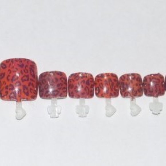 Red leopard print- press on Toe nail set - Picture 2 of 6